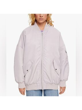 EDC Oversized Lavender Bomber Jacket, Quilted Lining Loose fit (Small, fits med)